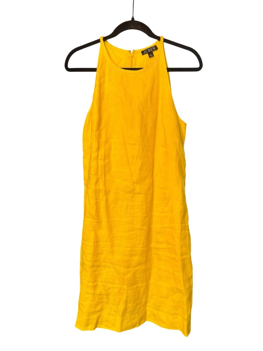 J.Crew Maxine High-Neck Shift Dress in Linen for Women Yellow Short Sleeveless S - Picture 3 of 6